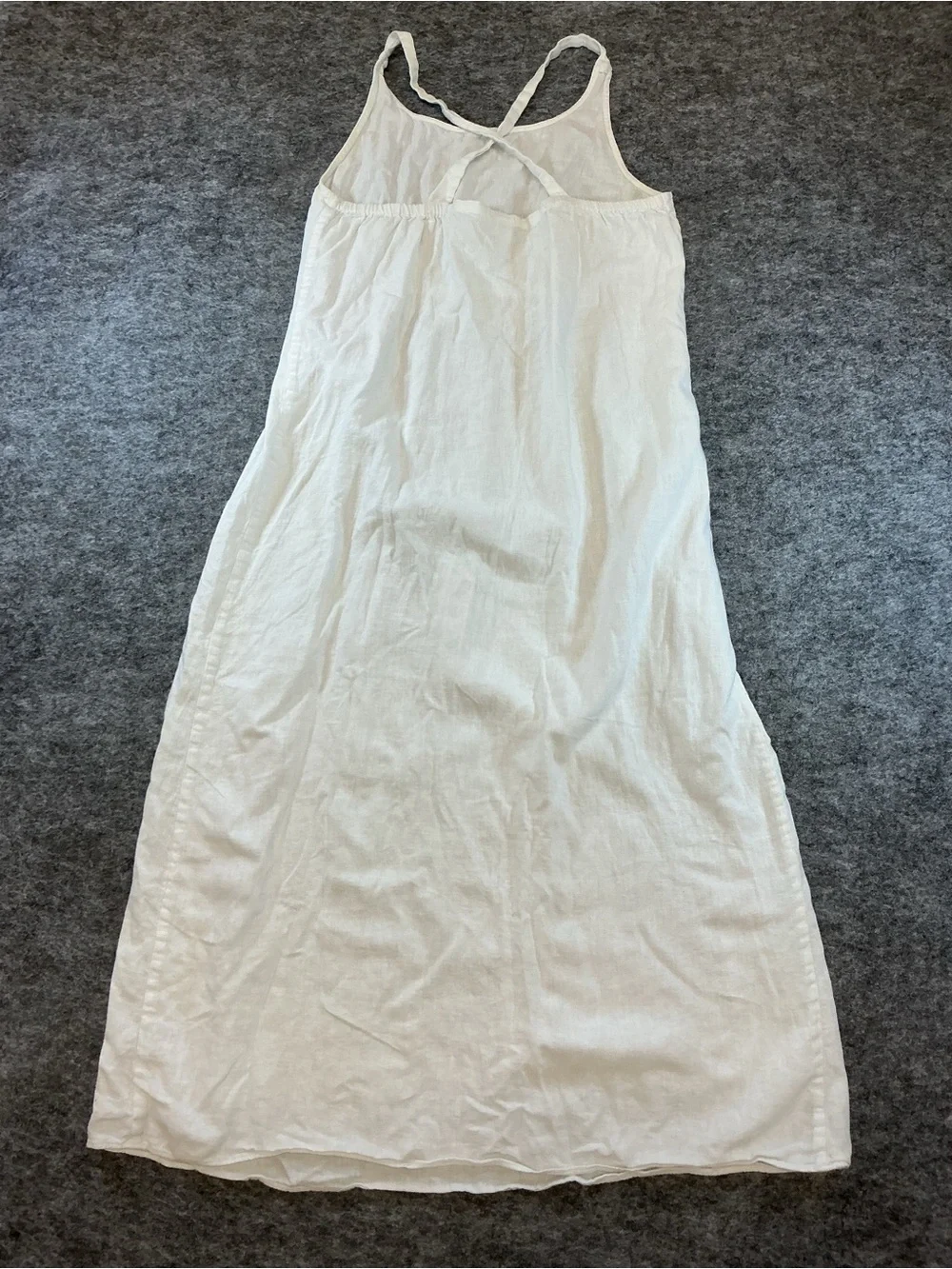 J Crew White Linen Blend Maxi Dress with Crossback Straps Size M